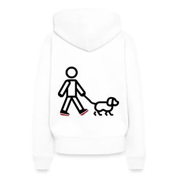 Chien promenant le chien - Sweat à capuche Premium bio Femme - blanc - Dos - Julia (174cm)