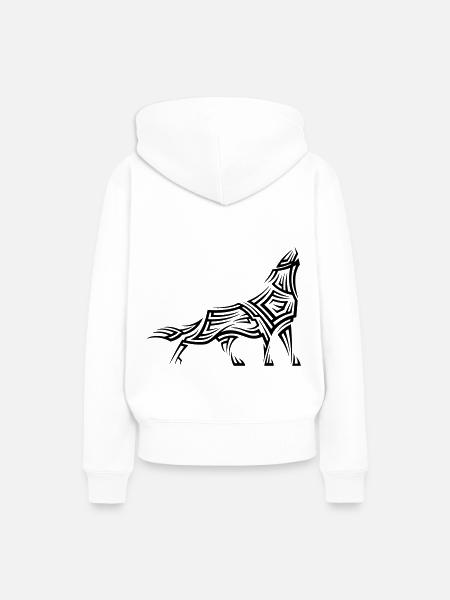 Wolf Tribal Tattoo - Frauen Premium Bio Hoodie - Weiß
