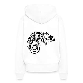 Tatouage tribal caméléon - Sweat à capuche Premium bio Femme - blanc - Dos - Julia (174cm)