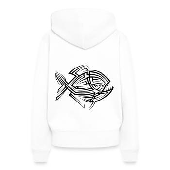Tatouage tribal Piranha - Sweat à capuche Premium bio Femme - blanc - Dos - Julia (174cm)