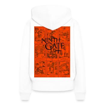 The ninth Gate engravings - Frauen Premium Bio Hoodie - Weiß - Hinten - Julia (174cm)