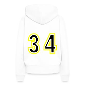 34 Zahl College - Frauen Premium Bio Hoodie - Weiß - Hinten - Julia (174cm)