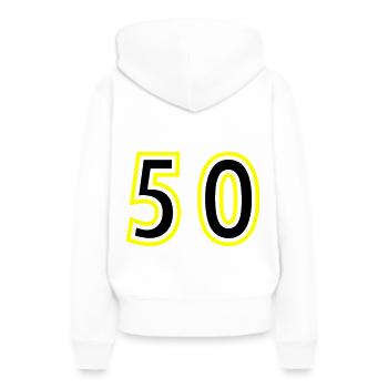 52 Zahl College - Frauen Premium Bio Hoodie - Weiß - Hinten - Julia (174cm)