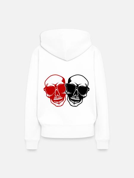 Stylisch Totenkopf - Frauen Premium Bio Hoodie - Weiß