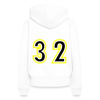 32 Zahl College - Frauen Premium Bio Hoodie - Weiß - Hinten - Julia (174cm)