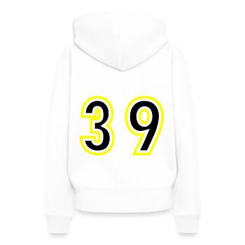 39 Zahl College - Frauen Premium Bio Hoodie - Weiß - Hinten - Julia (174cm)