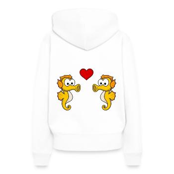 Seepferdchen Paar liebe - Frauen Premium Bio Hoodie - Weiß - Hinten - Julia (174cm)