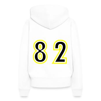 82 Zahl College - Frauen Premium Bio Hoodie - Weiß - Hinten - Julia (174cm)