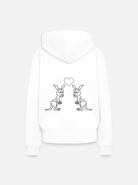 Kangaroo Comic Paar Liebe - Frauen Premium Bio Hoodie - Weiß