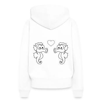 Seepferdchen Paar liebe - Frauen Premium Bio Hoodie - Weiß - Hinten - Julia (174cm)