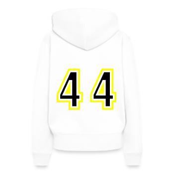 44 Zahl College - Frauen Premium Bio Hoodie - Weiß - Hinten - Julia (174cm)