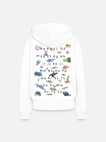 Fauna marina e letteratura - Felpa con cappuccio ecologica premium da donna - bianco