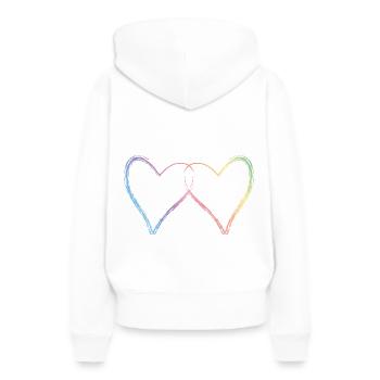 herzen bunt - Frauen Premium Bio Hoodie - Weiß - Hinten - Julia (174cm)