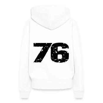 76 Number jersey - Women’s Premium Organic Hoodie - white - Back - Julia (174cm)