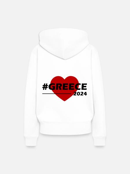 Greece 2024 Herz Liebe - Frauen Premium Bio Hoodie - Weiß