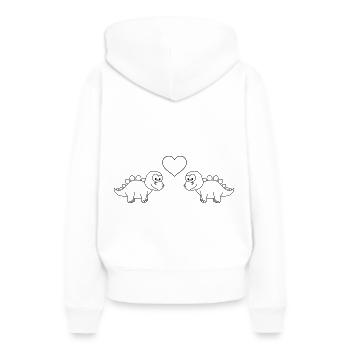 Dinosaure stegosaurus Paire Amour - Sweat à capuche Premium bio Femme - blanc - Dos - Julia (174cm)