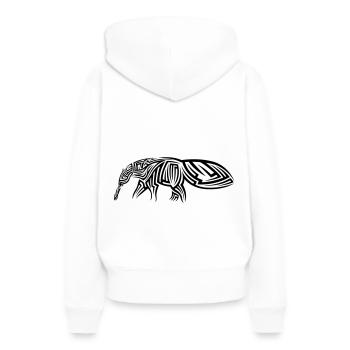 Tatouage tribal fourmilier - Sweat à capuche Premium bio Femme - blanc - Dos - Julia (174cm)