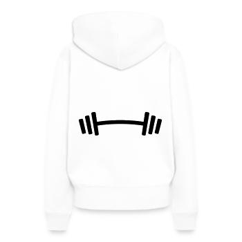 Hantel Gewichte Fitness - Frauen Premium Bio Hoodie - Weiß - Hinten - Julia (174cm)