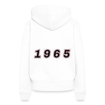 Numéro de l’année 1965 - Sweat à capuche Premium bio Femme - blanc - Dos - Julia (174cm)