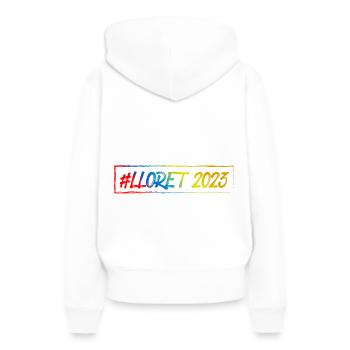 Lloret De Mar 2023 - Sweat à capuche Premium bio Femme - blanc - Dos - Julia (174cm)