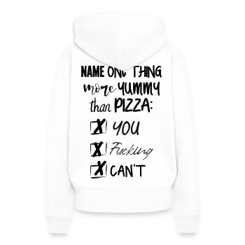 More yummy than pizza Quote fun Spruch lustig - Frauen Premium Bio Hoodie - Weiß - Hinten - Julia (174cm)