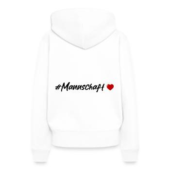 Mannschaft Herz - Frauen Premium Bio Hoodie - Weiß - Hinten - Julia (174cm)