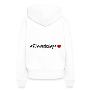 Cœur d’amitié - Sweat à capuche Premium bio Femme - blanc - Dos - Julia (174cm)