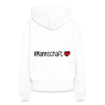Mannschaft Herz - Frauen Premium Bio Hoodie - Weiß - Hinten - Julia (174cm)