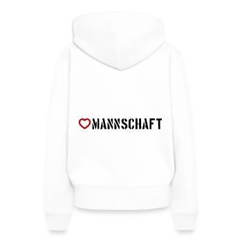 Mannschaft Herz - Frauen Premium Bio Hoodie - Weiß - Hinten - Julia (174cm)