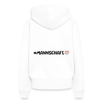 Mannschaft Herz - Frauen Premium Bio Hoodie - Weiß - Hinten - Julia (174cm)