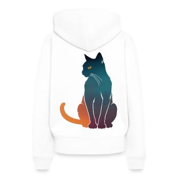 Harmonische Katze im Farbverlauf - Frauen Premium Bio Hoodie - Weiß - Hinten - Julia (174cm)