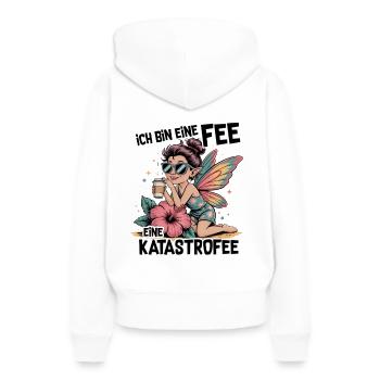 Ich bin eine Fee. Katastrofee Chaos Queen Cute - Frauen Premium Bio Hoodie - Weiß - Hinten - Julia (174cm)