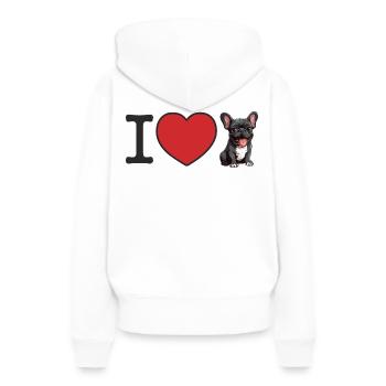 J’aime le bouledogue français - Bouledogue français - Sweat à capuche Premium bio Femme - blanc - Dos - Julia (174cm)