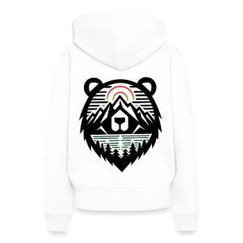 Bear Silhouette & Mountains - Women’s Premium Organic Hoodie - white - Back - Julia (174cm)