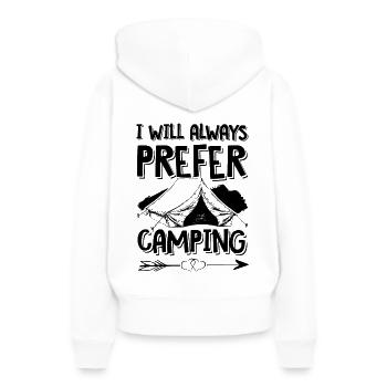 camping camping - Sweat à capuche Premium bio Femme - blanc - Dos - Julia (174cm)