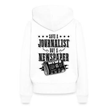 journalist zeitung - Frauen Premium Bio Hoodie - Weiß - Hinten - Julia (174cm)