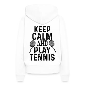 keep calm tennis - Sweat à capuche Premium bio Femme - blanc - Dos - Julia (174cm)