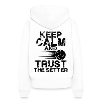 keep calm volleyball - Sweat à capuche Premium bio Femme - blanc - Dos - Julia (174cm)