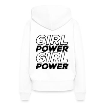 frauenpower powerfrau - Frauen Premium Bio Hoodie - Weiß - Hinten - Julia (174cm)