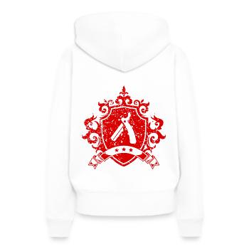 Les armoiries de Barber Symbole Lame de rasoir - Sweat à capuche Premium bio Femme - blanc - Dos - Julia (174cm)