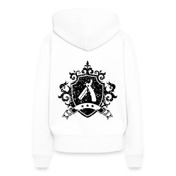 Les armoiries de Barber Symbole Lame de rasoir - Sweat à capuche Premium bio Femme - blanc - Dos - Julia (174cm)