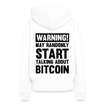 avertissement bitcoin - Sweat à capuche Premium bio Femme - blanc - Dos - Julia (174cm)