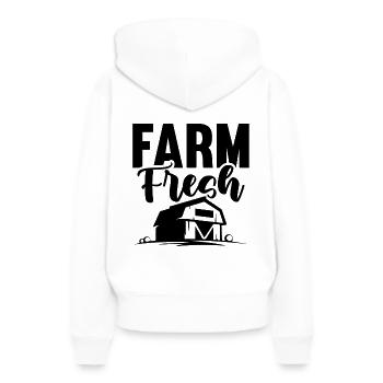farm farmer - Frauen Premium Bio Hoodie - Weiß - Hinten - Julia (174cm)