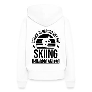 école important ski plus important - Sweat à capuche Premium bio Femme - blanc - Dos - Julia (174cm)