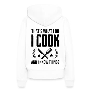 kochen koch - Frauen Premium Bio Hoodie - Weiß - Hinten - Julia (174cm)