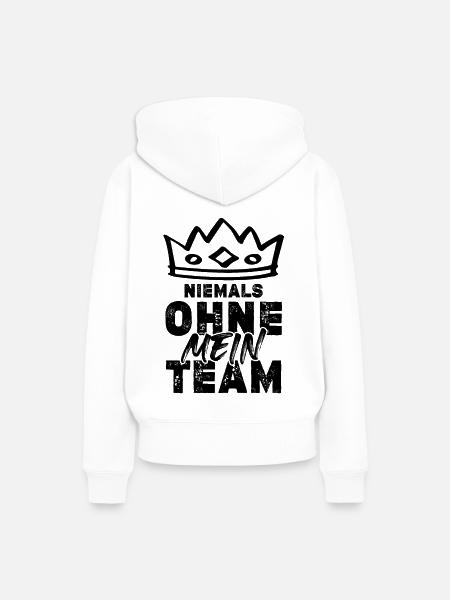 Niemals ohne Team - Frauen Premium Bio Hoodie - Weiß