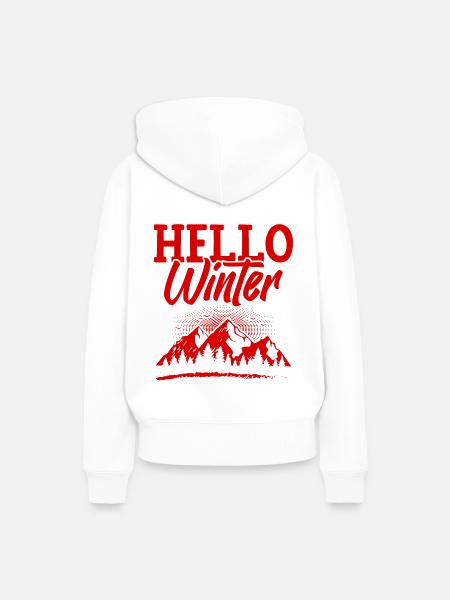 Hello Winter - Frauen Premium Bio Hoodie - Weiß