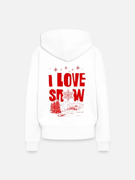 I Love Snow - Frauen Premium Bio Hoodie - Weiß