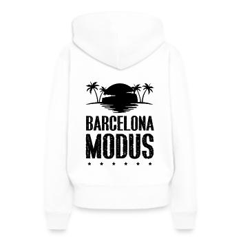 Barcelona Modus - Frauen Premium Bio Hoodie - Weiß - Hinten - Julia (174cm)
