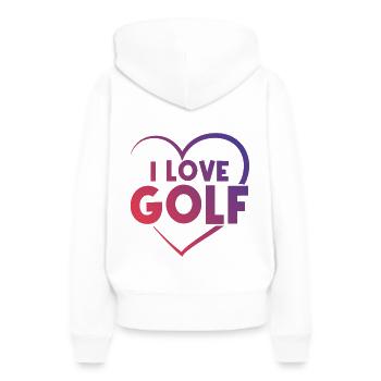 Ich liebe Golf Herz - Frauen Premium Bio Hoodie - Weiß - Hinten - Julia (174cm)